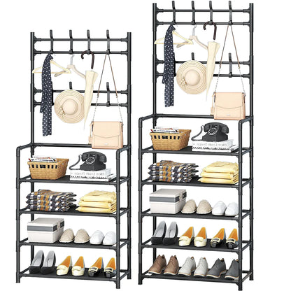 DIY Shoe and Hat Rack Clothes Hanger Organizer Floor Standing Storage Shelf Doorway Simple Multi-Layer Shoerack