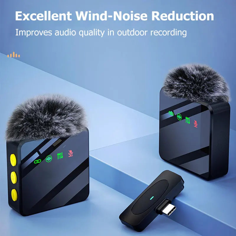 Microphone Lavalier professionnel sans fil, avec réduction du bruit, fonction d'enregistrement muet, téléphone Portable, Audio et vidéo, micro en direct