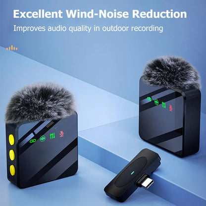 Microphone Lavalier professionnel sans fil, avec réduction du bruit, fonction d'enregistrement muet, téléphone Portable, Audio et vidéo, micro en direct