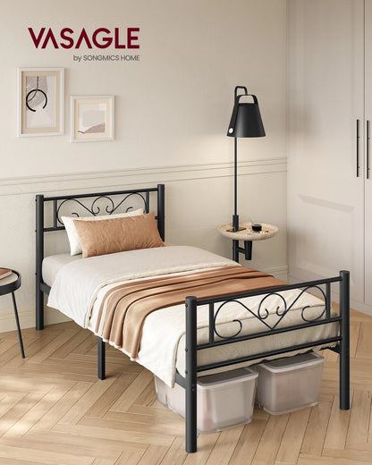 VASAGLE Single Bed Frame, Metal Bed Frame, Fits 90 x 190 cm Mattress, Easy Assembly, for Small Spaces, Guest Room, Black