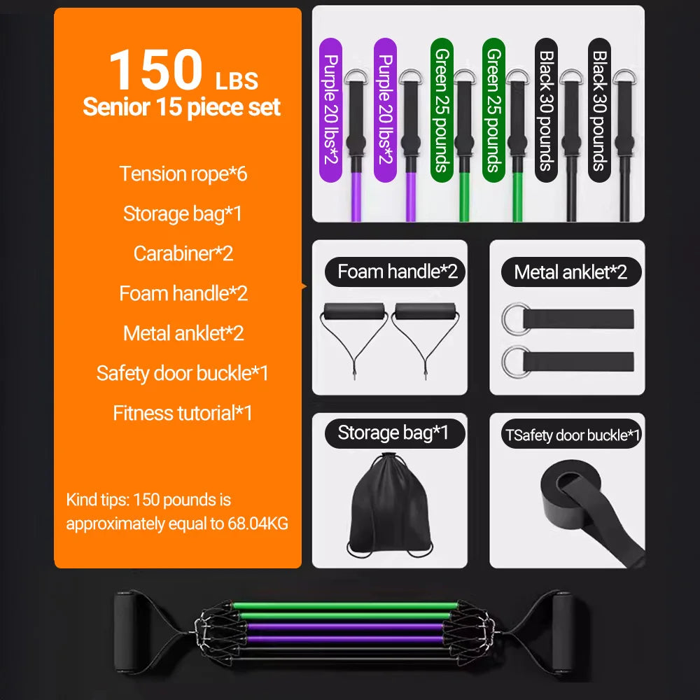 10-14 pièces/ensemble tirer corde musculation bandes de résistance ensemble multi-fonction tendeur costume musculation ceinture bandes élastiques