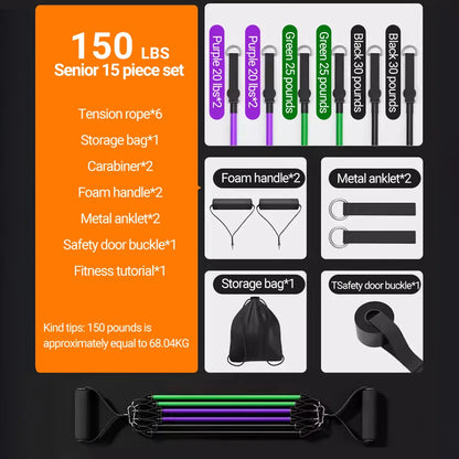 10-14 pièces/ensemble tirer corde musculation bandes de résistance ensemble multi-fonction tendeur costume musculation ceinture bandes élastiques