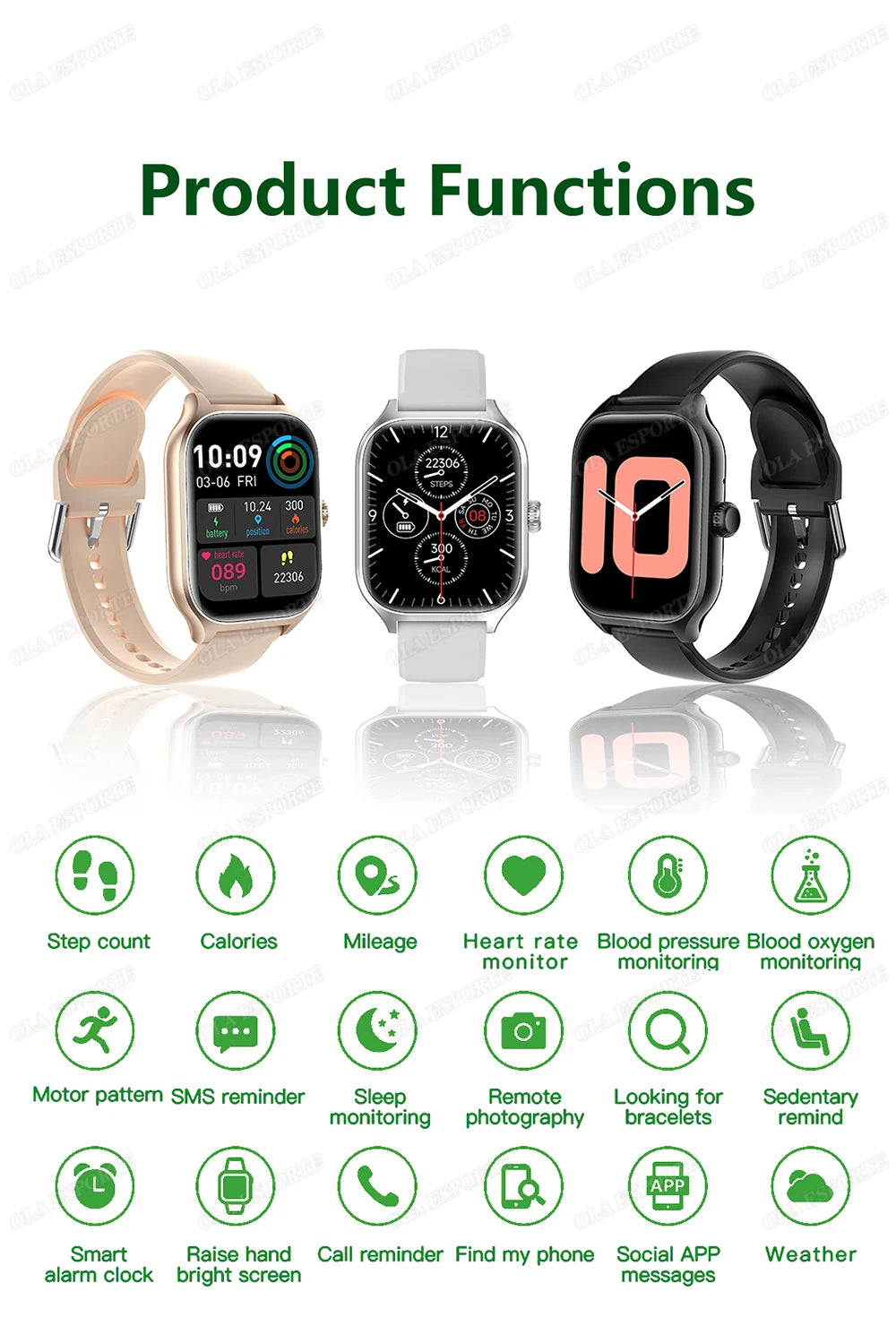 Montre intelligente pour Android IOS montres 1.83 pouces HD affichage Bluetooth appel Message alerte musique sport Mode Smartwatch hommes femmes cadeau