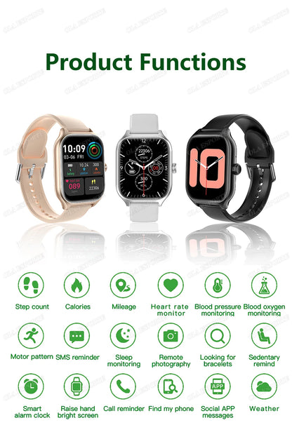 Montre intelligente pour Android IOS montres 1.83 pouces HD affichage Bluetooth appel Message alerte musique sport Mode Smartwatch hommes femmes cadeau