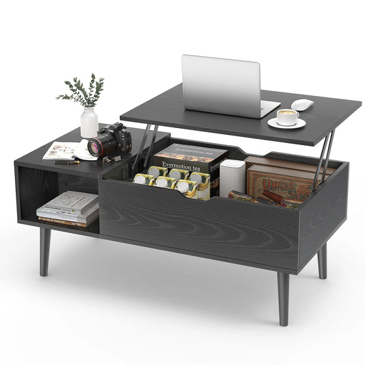 JHK Tables basses relevables pour salon 39.37 "x 19.7" bureau Tables à manger en bois de thé étagère de rangement réglable facile à monter ou inférieure