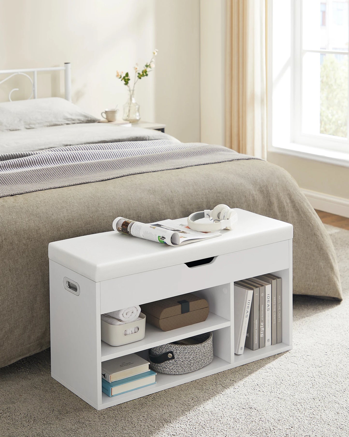 VASAGLE Shoe Bench, with storage space, 80x30x44 cm (L X W X H)