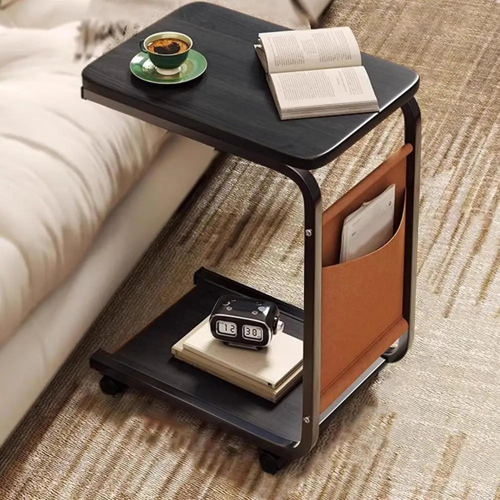 Table d'appoint de canapé en forme de C, double couche, mobile, carré simple, petite table d'appoint pour canapés, salons, zones de chevet, accessoires