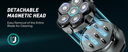 KENSEN rasoir électrique pour hommes chauve 6D rasoir magnétique tondeuse à cheveux USB Rechargeable affichage LED rasage humide/sec rasoir à barbe