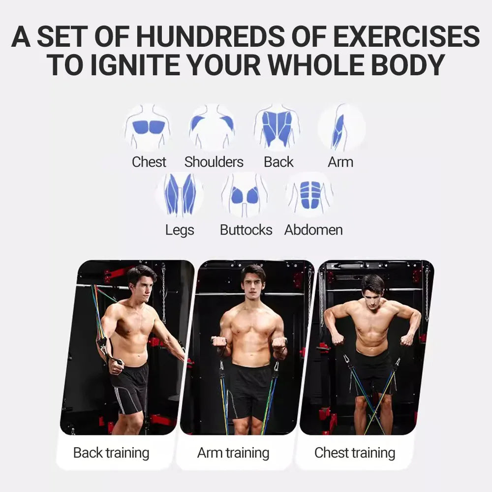 10-14 pièces/ensemble tirer corde musculation bandes de résistance ensemble multi-fonction tendeur costume musculation ceinture bandes élastiques