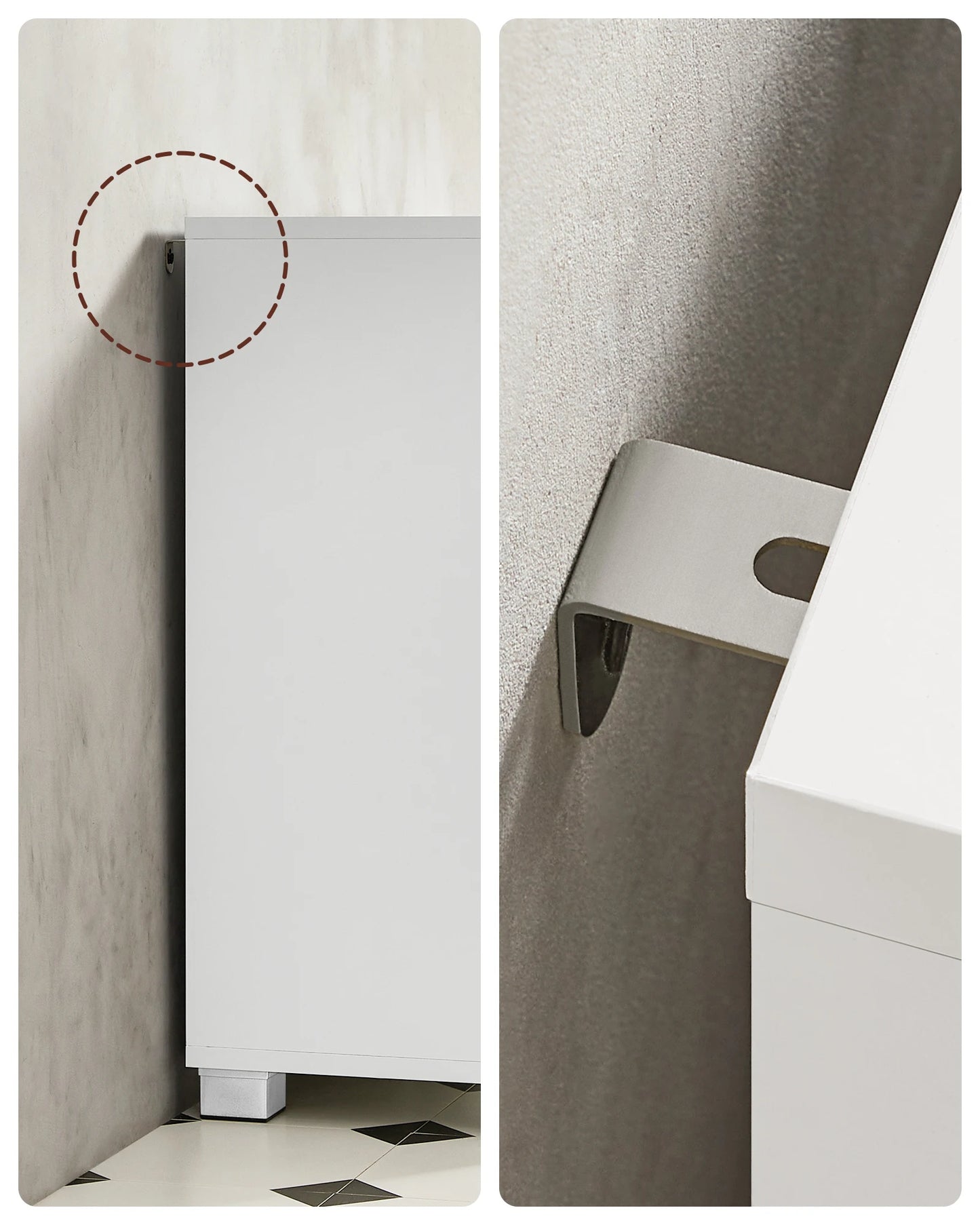 Meuble sous vasque, 3 Grands Tiroirs, 2 Compartiments Derrière la Porte, 70 x 30 x 64 cm, Blanc et Gris Ciment