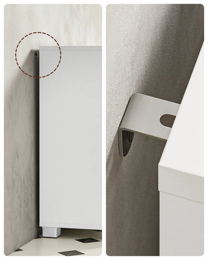 Meuble sous vasque, 3 Grands Tiroirs, 2 Compartiments Derrière la Porte, 70 x 30 x 64 cm, Blanc et Gris Ciment