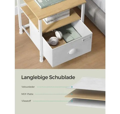 SONGMICS bedside table, night chest of drawers, with drawer, 2 shelves, vintage