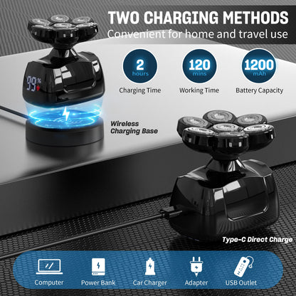 Sejoy rasoir électrique pour hommes chauve 7D rasoir magnétique tondeuse à cheveux USB Rechargeable affichage LED rasoirs à barbe étanches