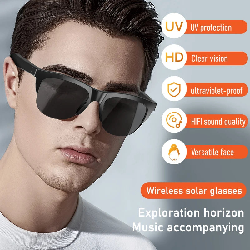 Lunettes Bluetooth intelligentes à base de contact avec Conduction osseuse pour les appels de sports de plein air, lunettes de soleil, écouteurs sans fil d'affaires