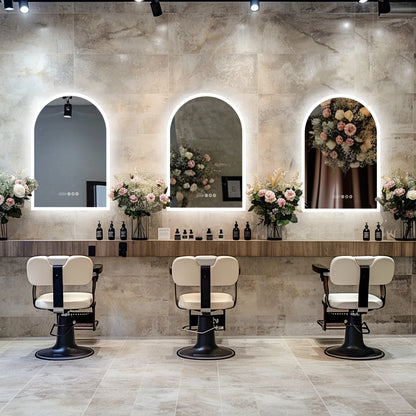 Miroir HOMirror LED en forme d'arc vertical, rétro4.2 sans cadre, antifAustin, affichage de l'heure et de la température, 60x90cm