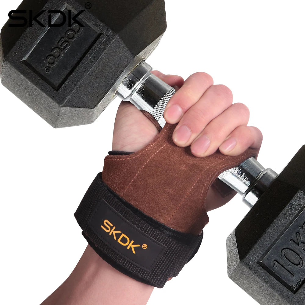 Poignées de gymnastique pour hommes et femmes, protège-paume en cuir de vache, gants d'haltérophilie, de Fitness, d'entraînement, avec bandes à poignets, équipement d'entraînement