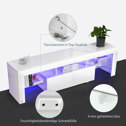 Modern White 160CM TV Cabinet for 32 to 65 inch TV With RGB LED Lights High Gloss Door TV Stand Living Room Furniture TV Cabinet