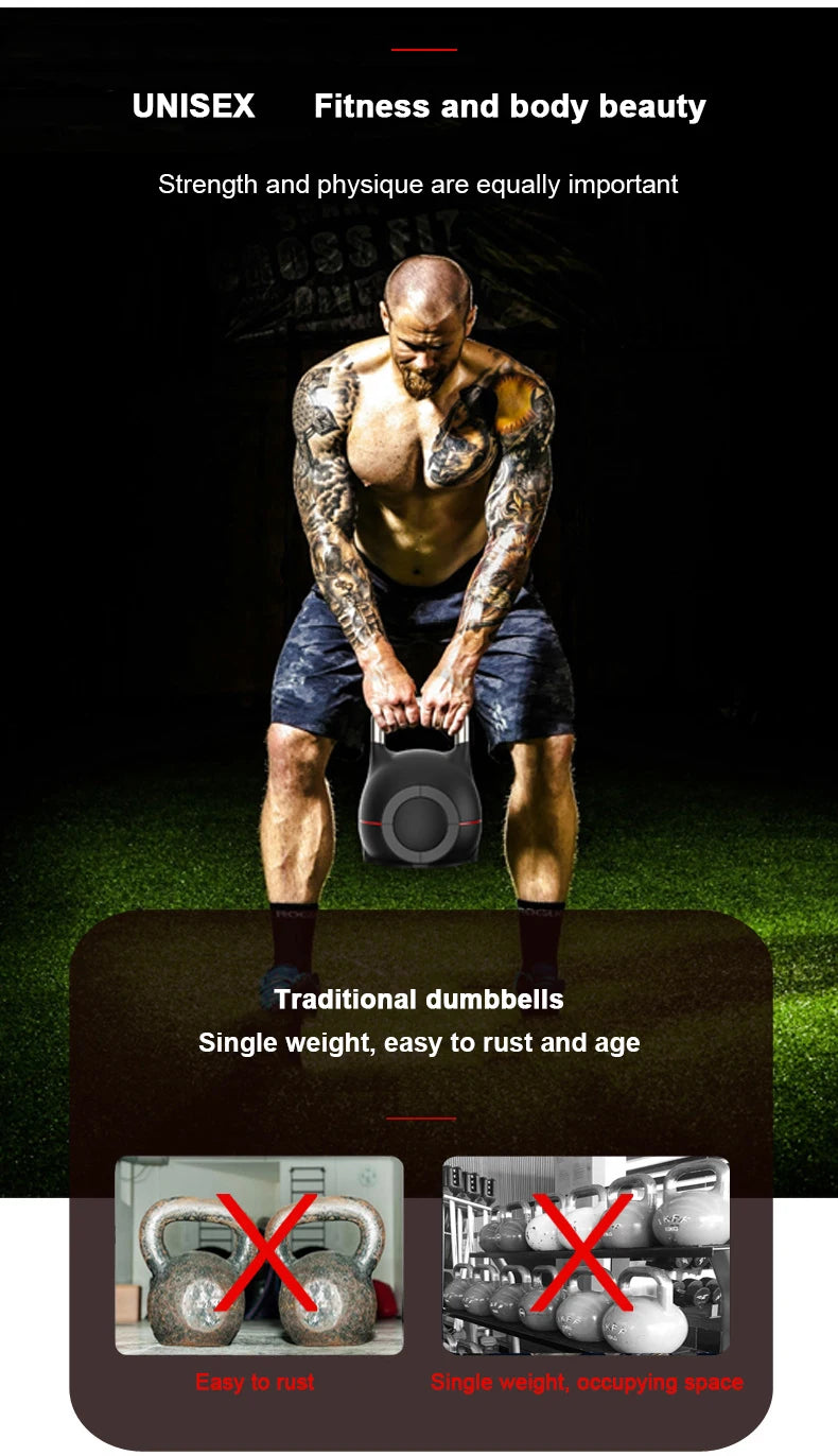 Nouveau SANSHIKJ 44lb cloche de bouilloire, kettlebell réglable rapide à sept vitesses 20kg