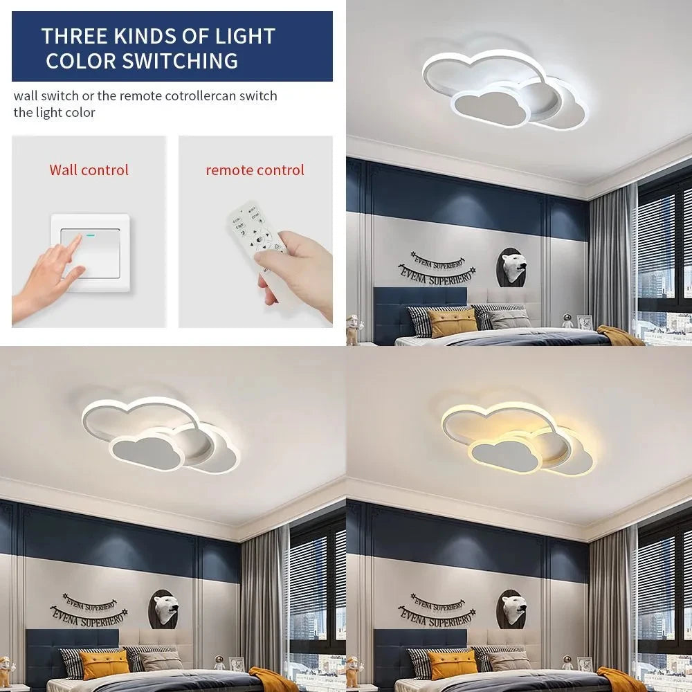 Plafonnier LED 32W avec télécommande, lampe de plafond créative à intensité variable 3000-6500k 2800strada, éclairage de dessin animé pour le salon