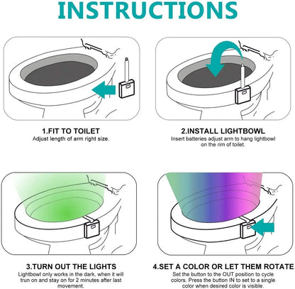 Capteur de mouvement lumière sans fil LED veilleuse RGB 8 couleurs lampe toilette salle de bain lumière d'ambiance capteur coloré LED veilleuses