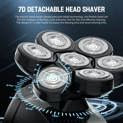 Sejoy rasoir électrique pour hommes chauve 7D rasoir magnétique tondeuse à cheveux USB Rechargeable affichage LED rasoirs à barbe étanches
