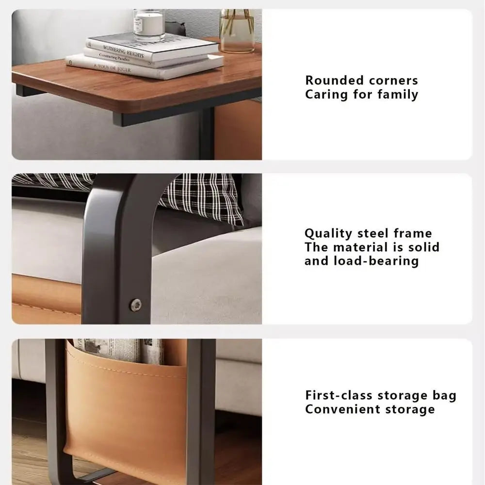 Table d'appoint de canapé en forme de C, double couche, mobile, carré simple, petite table d'appoint pour canapés, salons, zones de chevet, accessoires