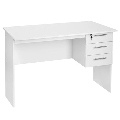 WOLTU Office Computer Desk Black/ White Chipboard Table PC Work Study Table with Lock 3 Drawers for Bedroom Writing Tables