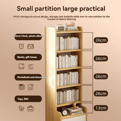 Bibliothèque moderne simple multicouche, support de rangement pour chambre à coucher avec armoire de chevet surélevée, bibliothèque intégrée à tiroir de grande capacité