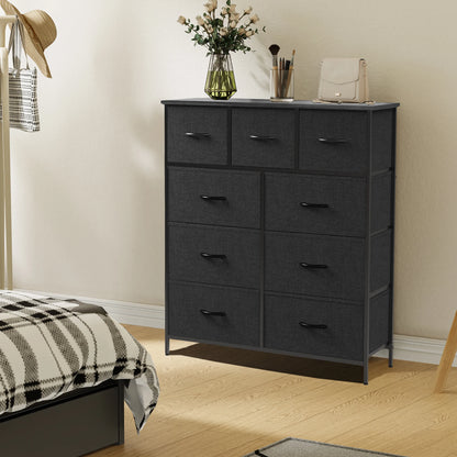 JHK commode pour chambre à coucher avec 9 tiroirs de rangement en tissu armoire grande poitrine organisateur placard adulte enfants vêtements armoire meubles