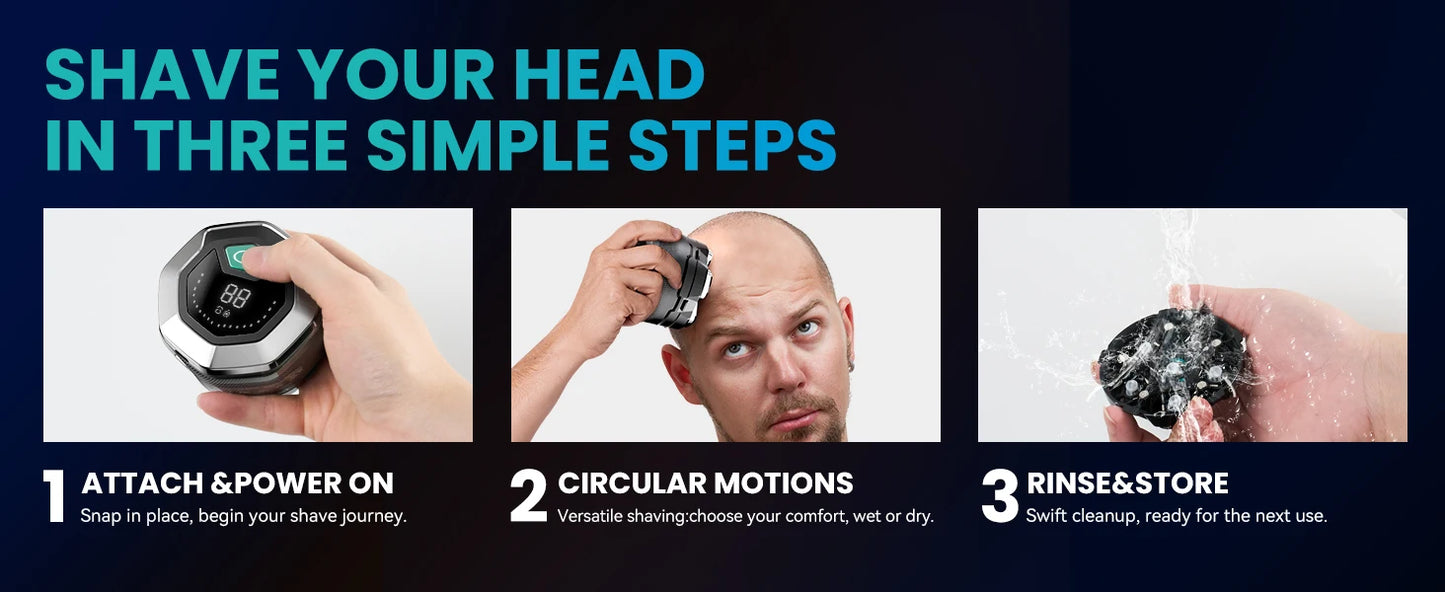 KENSEN rasoir électrique pour hommes chauve 6D rasoir magnétique tondeuse à cheveux USB Rechargeable affichage LED rasage humide/sec rasoir à barbe