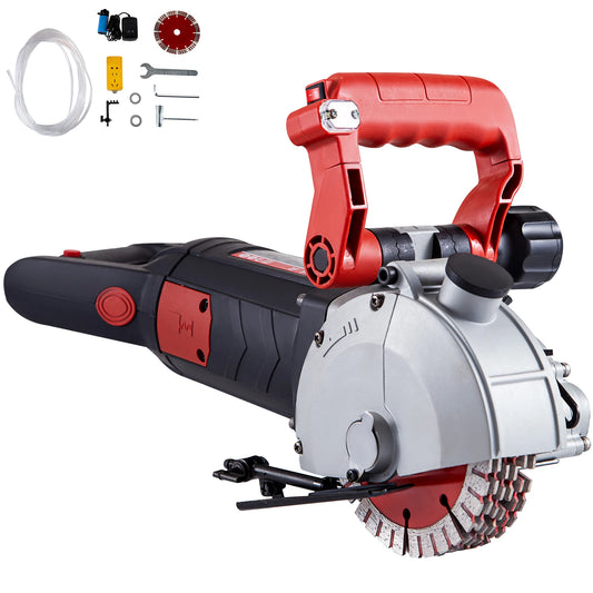 SucceBuy Max 4800W Wall Chaser Concrete Cutter Electric Laser Aiming Groove Slotting Machine 125mm Circular Saw Cutting Tool
