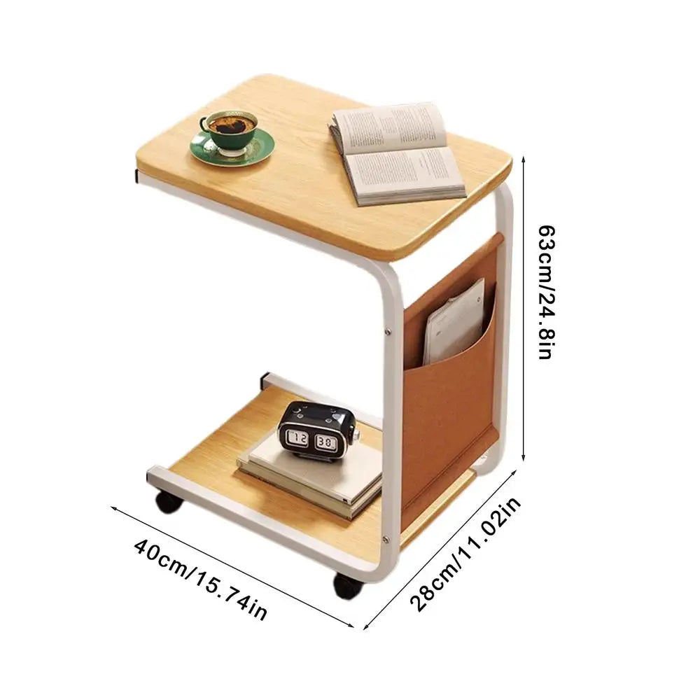 Table d'appoint de canapé en forme de C, double couche, mobile, carré simple, petite table d'appoint pour canapés, salons, zones de chevet, accessoires