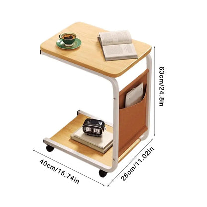 Table d'appoint de canapé en forme de C, double couche, mobile, carré simple, petite table d'appoint pour canapés, salons, zones de chevet, accessoires