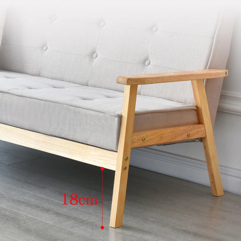 Canapé Minimaliste Moderne en Bois Massif, Canapé en Tissu, Style Nordique Original, Petit, Double, Appartement, Maison, Salon