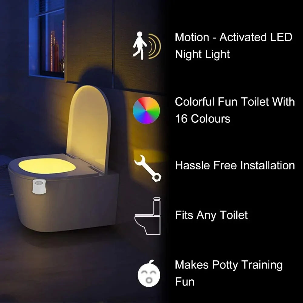 Capteur de mouvement lumière sans fil LED veilleuse RGB 8 couleurs lampe toilette salle de bain lumière d'ambiance capteur coloré LED veilleuses