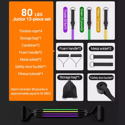 10-14 pièces/ensemble tirer corde musculation bandes de résistance ensemble multi-fonction tendeur costume musculation ceinture bandes élastiques