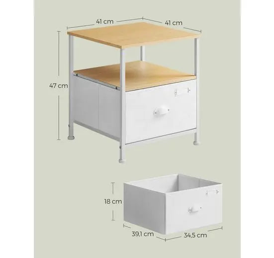 SONGMICS bedside table, night chest of drawers, with drawer, 2 shelves, vintage