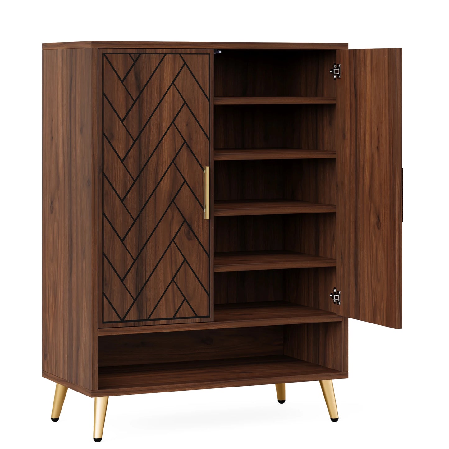 Tribesigns-Meuble à chaussures à 6 niveaux avec portes, armoire de rangement pour chaussures en bois pour brochure avec étagères réglables pour l'entrée