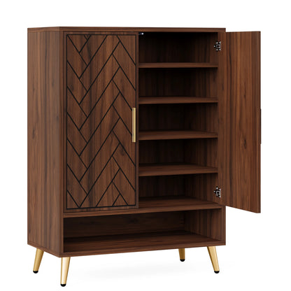 Tribesigns-Meuble à chaussures à 6 niveaux avec portes, armoire de rangement pour chaussures en bois pour brochure avec étagères réglables pour l'entrée