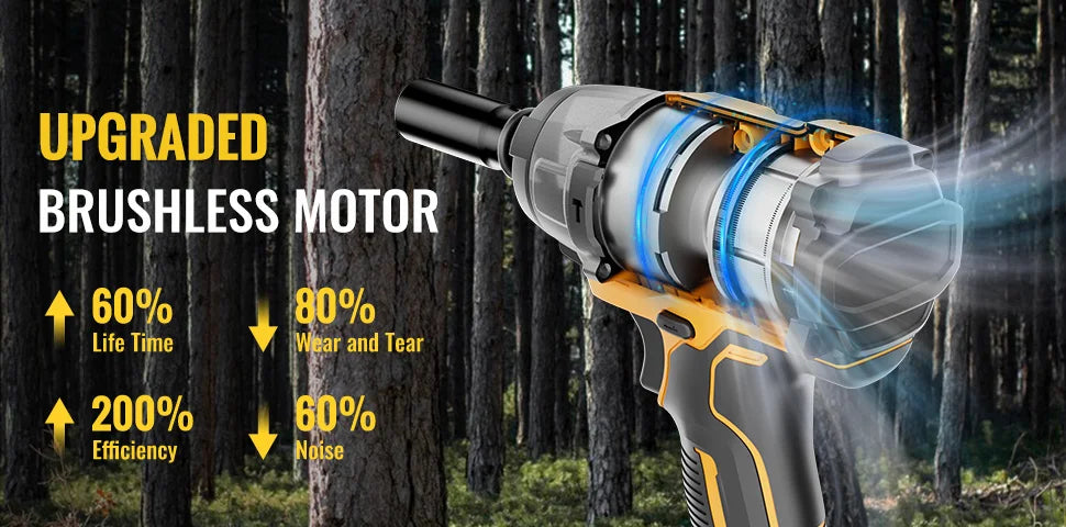 CONENTOOL 21V clé à chocs sans fil 1/2 "pistolet hochet électrique 680Nm avec 2 piles 6000mAh et étui pour la réparation de voiture et le bricolage à domicile