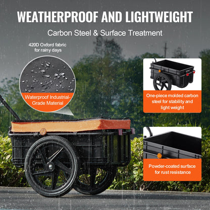 SucceBuy Remorque de chargement de vélo 88 lb Chariot de chariot de vélo de rangement pliable avec roues de 16" et réflecteurs sûrs pour roues de vélo de 24" à 28"