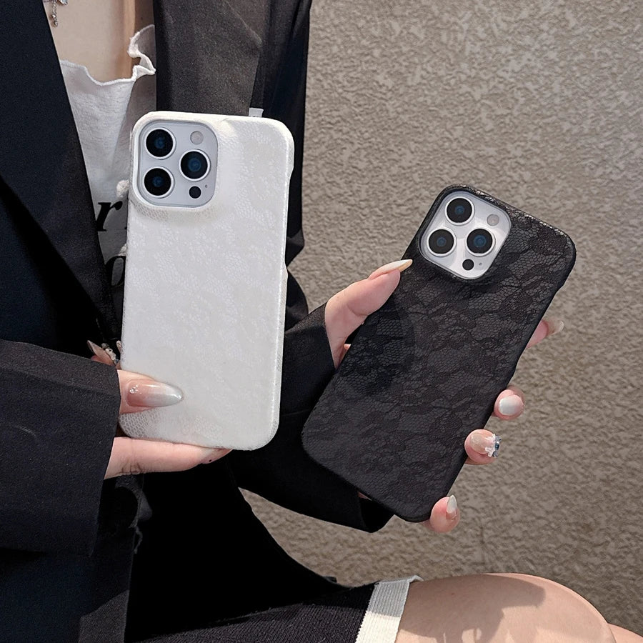Coque de téléphone Sexy en dentelle à fleurs, étui rigide en TPU pour iPhone 17 16 15 14 13 12 11 Pro Max, coque anti-rayures, antichoc