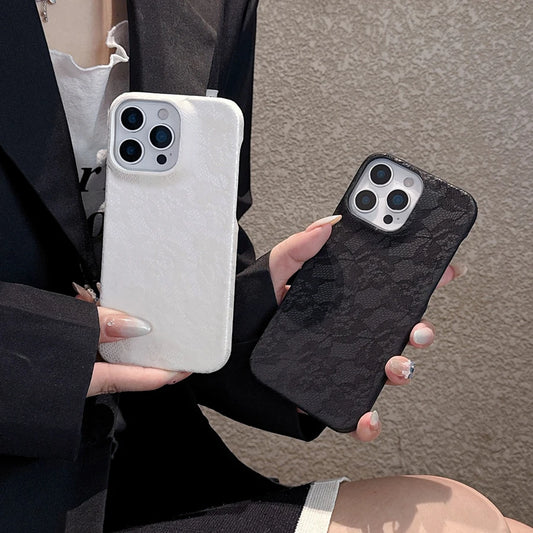 Coque de téléphone Sexy en dentelle à fleurs, étui rigide en TPU pour iPhone 17 16 15 14 13 12 11 Pro Max, coque anti-rayures, antichoc