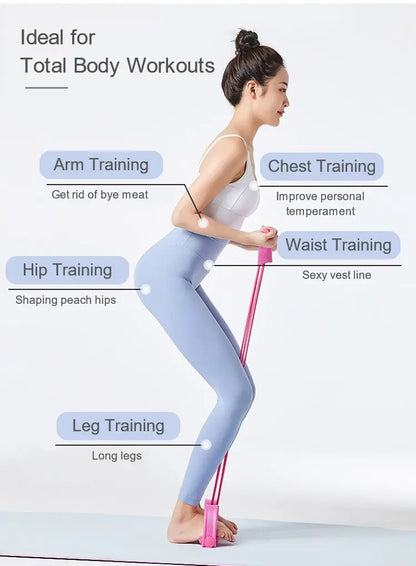 Bandes de résistance bandes de Fitness élastiques pour les exercices sportifs à la maison multifonctionnel Portable 4 tubes extracteur de pédale élastique