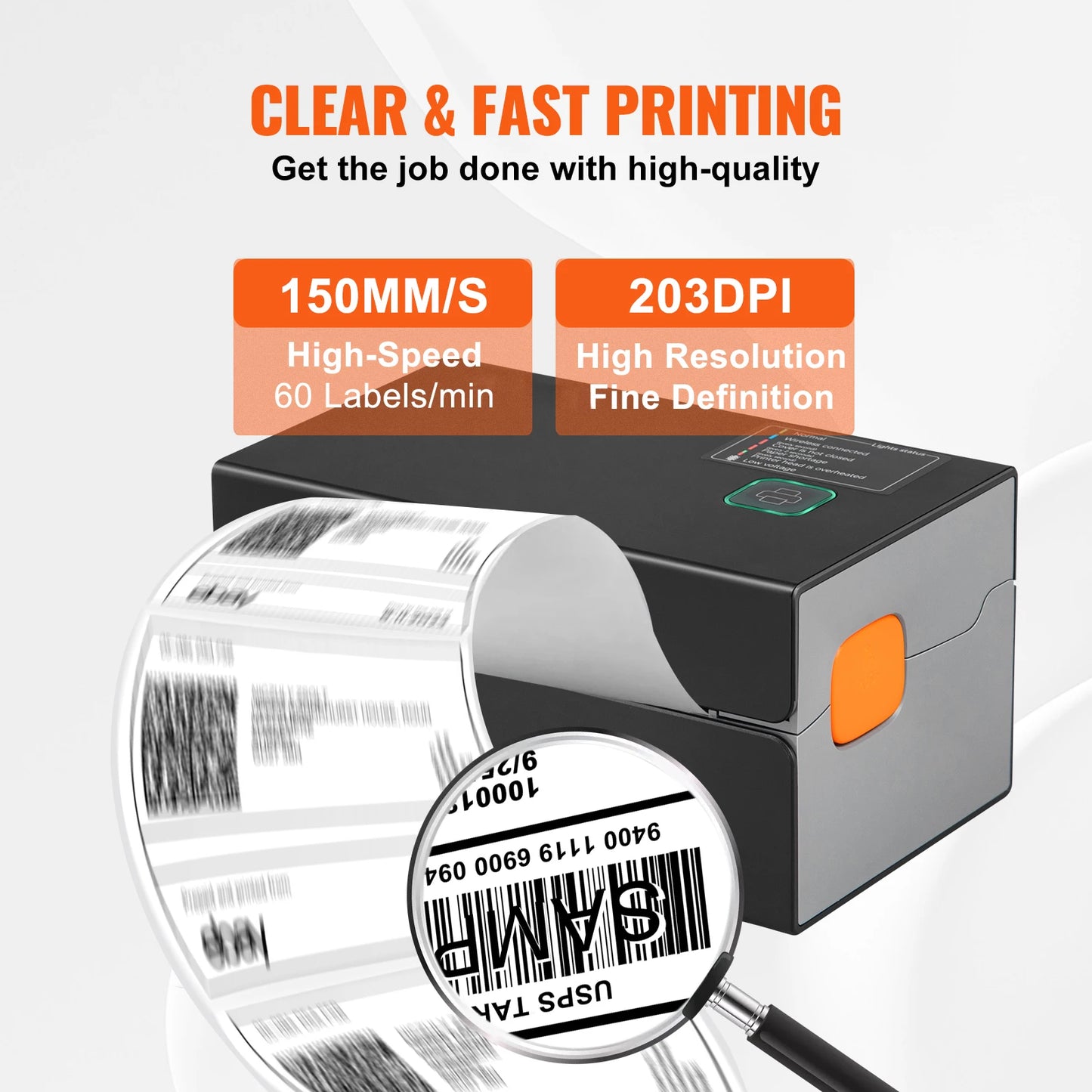 SucceBuy Thermal Label Printer 300DPI Bluetooth & Automatic Label Recognition for 4x6 Mailing Packages USB Barcode Sticker Make