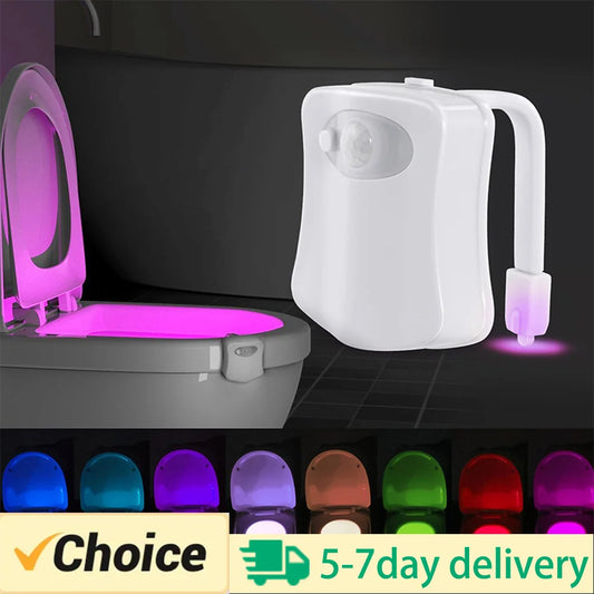 Capteur de mouvement lumière sans fil LED veilleuse RGB 8 couleurs lampe toilette salle de bain lumière d'ambiance capteur coloré LED veilleuses