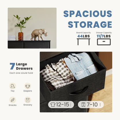 JHK Desser pour chambre à coucher avec 7 tiroirs en tissu organisateur placard de rangement poitrine vêtements pour salon vitrine de meubles