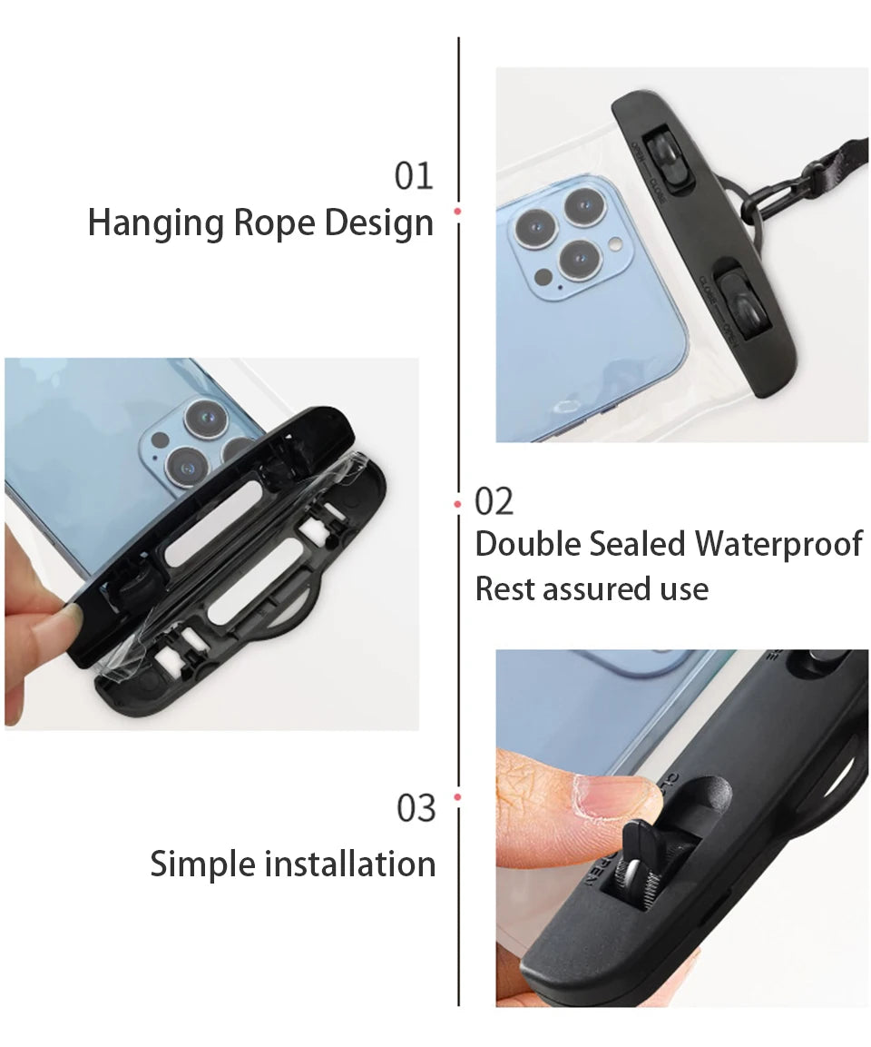 Coque de téléphone étanche, sac étanche de natation, pochette de protection universelle sous-marine pour iPhone 11 12 13 14 Pro Max X