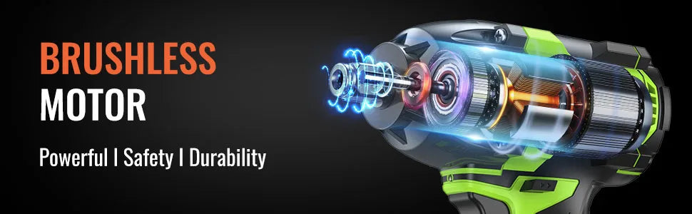 CONENTOOL Clé à Chocs Sans Fil 21V, Moteur Brushless 1/2”, Batterie Lithium 6000mAh, 520Nm de Couple pour Réparations de Voitures et Bricolage à la Maison