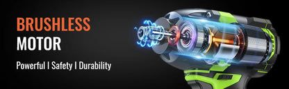 CONENTOOL Clé à Chocs Sans Fil 21V, Moteur Brushless 1/2”, Batterie Lithium 6000mAh, 520Nm de Couple pour Réparations de Voitures et Bricolage à la Maison